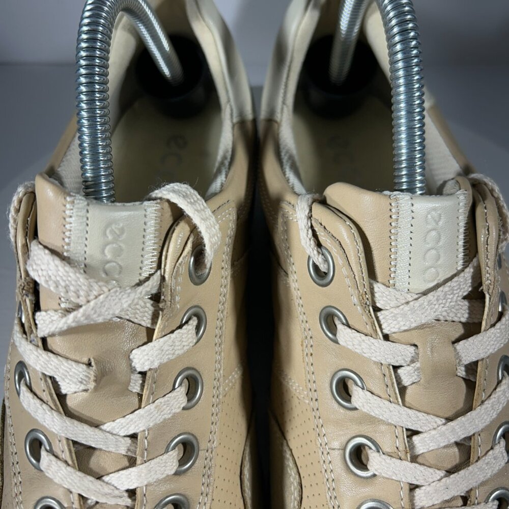 ECCO Womens Casual Suede Leather Sneakers Size 9.5 EU 40 Arch Support Lace Beige - Picture 4 of 13